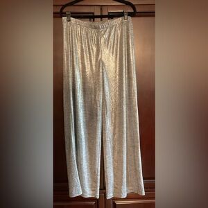 Chico's Shimmering Silver Foil Wide Leg Pants Size 2